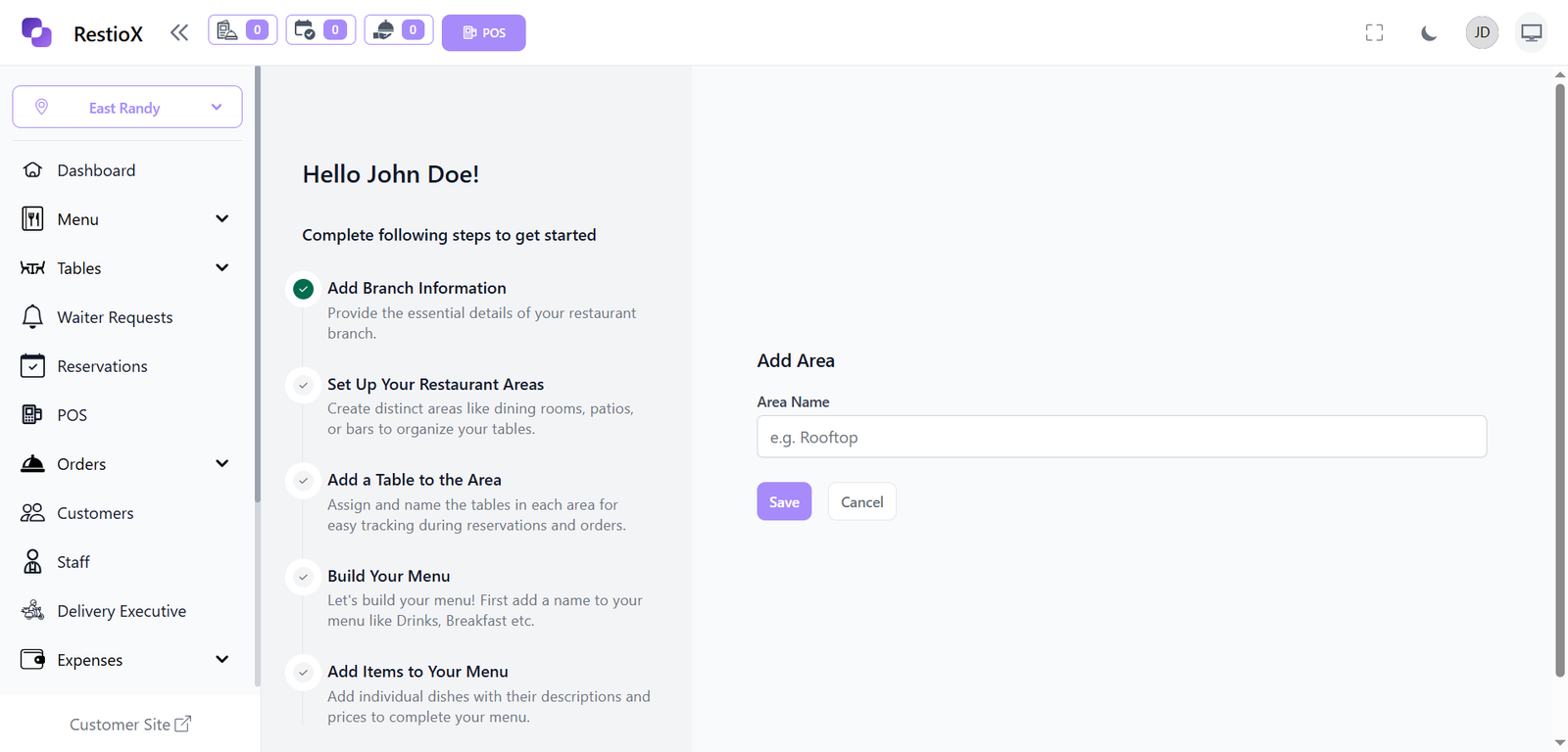 RestioX Restaurant Management Dashboard — Live Orders, POS & Inventory